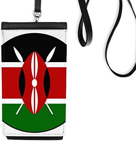 Кения, Африка Национална Емблема На Телефон Портфейл Портфейл Окачен Мобилен Калъф Черен Джоба