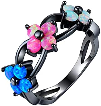 Винтажное изискано женско пръстен с цвете, пръстен с опалом и цирконием, годежен пръстен, бижута, подаръци, 222