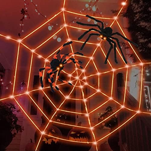 Украса за Хелоуин, осветителни Тела от Паяжината, 12-подножието 120-led wide Web, захранван с батерии и 2 * 20-Цолови