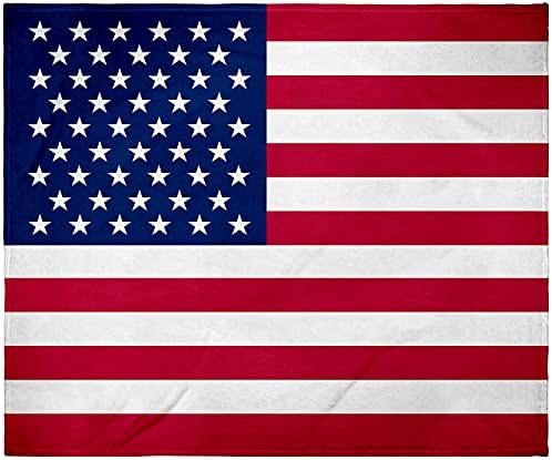 Одеяло с американския флаг на Звезди и ленти, САЩ, Меко Плюшено мек вълнен плат каре 50 x 60 (127 cm x 152 см)