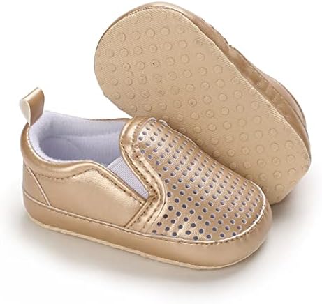 Пролетно-лятна Детски обувки за деца, Спортни обувки за момчета и момичета, Лека обувки без закопчалка на равна подметка с колела (злато, 5 парчета за бебета)