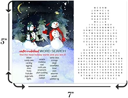 Карти за игра коледа за търсене на думи с Снеговиком (25 бр.), Група за практикуване на празнично парти, Възрастни, Деца,