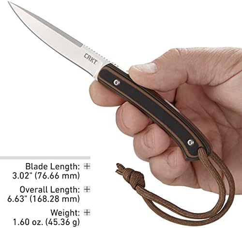 Нож CRKT Biwa с фиксирано острие и ножнами: Лек ловен нож, нож Drop Point с фрикционни канали, ръкохватка G10, найлонови сабя с няколко варианта за носене 2382