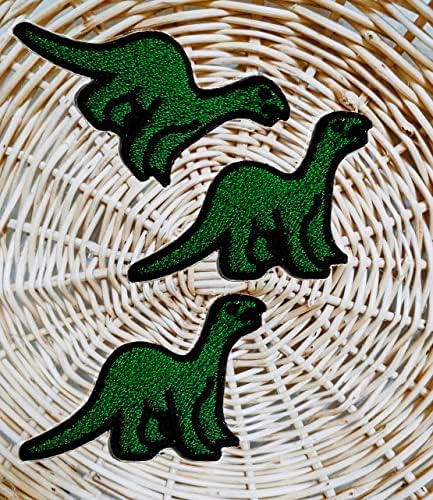 Наистина Мини-Набор от Зелен Брахиозавр Динозавър Детски Анимационен Филм Бродирана Нашивка за Облекло Тениска