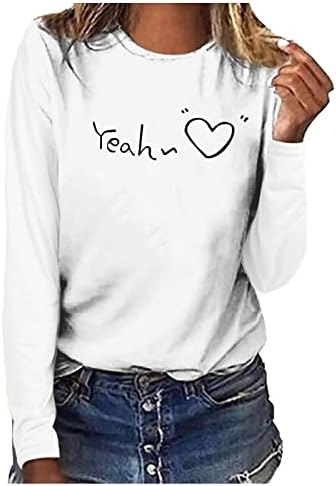 Есенно-Лятна Блуза-Риза за Дамско Облекло От Памук с дълъг Ръкав и Кръгло деколте във формата на Сърце, Графичен Салон-Топ