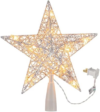 Коледна Звезда Коледа Topper, за Включване в 9 3D Переплетенный Сребърен Звезден Кух Метален Дизайн на Коледа