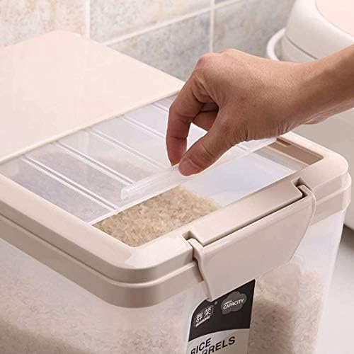 опаковка люспи Контейнер за ориз 10 кг, кутия за съхранение на ориз с кухненски кутия за съхранение на съда с капака Светло зелен и прозрачен контейнер за люспи (Цвят