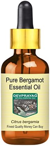 Чисто етерично масло от бергамот Devprayag (Цитрусовая бергамия) със Стъклен капкомер, Дистиллированное пара, 100 мл (3,38 унция)