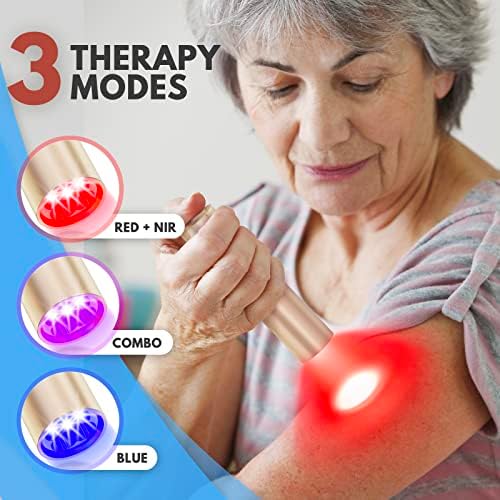 Устройство за терапия с Червена Светлина Rayyoo, Инфрачервена Нагревательная Пръчка за облекчаване на болки в тялото, Pulse режим, 5 светодиода на червени и сини цветове,
