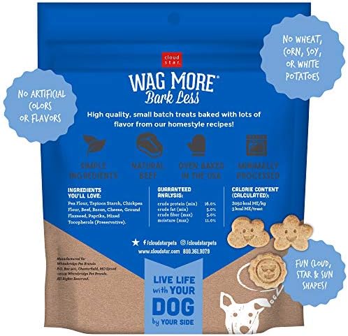 Мини-бисквити Cloud Star Wag Повече кора и по-малко зърно, Хрупкави Лакомства за кучета, 7 грама в опаковка, Номер на