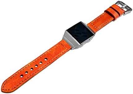 Каишка от матирана естествена кожа NICKSTON Orange е Съвместим с Луксозен гривната Fitbit Ionic Smartwatch