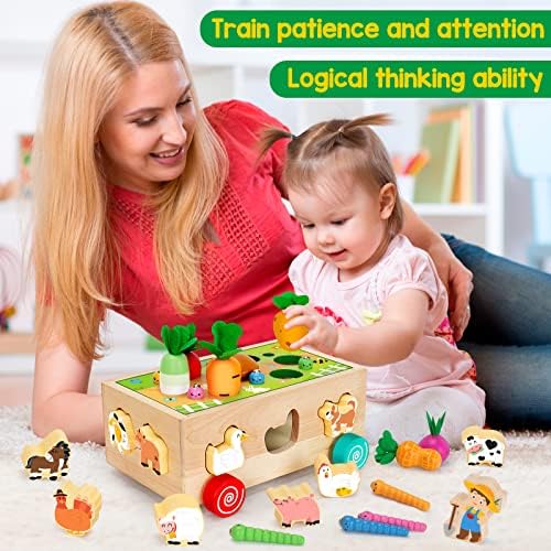 Играчки Монтесори за малки момчета и момичета 2,3,4 години, Забавни Дървени Играчки за сортиране на плодове и селскостопански