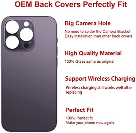 Подмяна на задното стъкло Perzework OEM за iPhone 14 Pro 6,1 инча с набор от инструменти за ремонт и ръководството