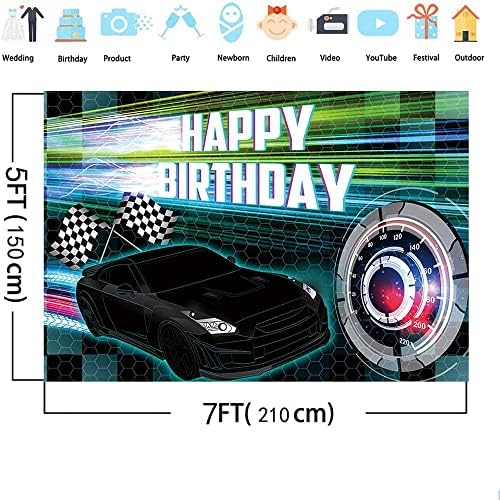 MEHOFOND 7x5ft на Състезателен Автомобил, честит Рожден Ден на Фон, Състезателна Парти Снимка Фон за Момчета, Автомобили