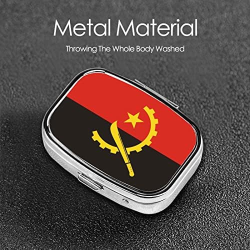 Знаме на Ангола Квадратна Мини-Кутия за Хапчета Метален Органайзер за Лекарства Удобен За Пътуване Преносим Калъф За Хапчета