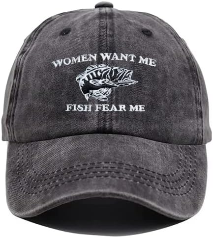 Бродирана Женска бейзболна шапка Want Me Fish Fear Me/Шапки-Бини с Бродерия за Мъже И Жени, Забавни са Идеални