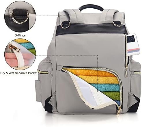 Раница-чанта за памперси VS VOGSHOW, богат на функции Стилна Пътна Детска Чанта с Каишка през рамо, Здрава