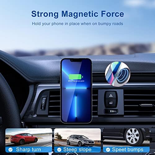 Магнитно безжично зарядно за кола, бързо зареждане с мощност 15 W за зарядно MagSafe устройство, съвместимо с iPhone