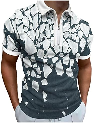 2023 Нова Мъжка Лятна Дигитална 3D Печат Модерен Плакат Празник на Плажа С Ревера На Мълния Риза С Къс Ръкав Тениска