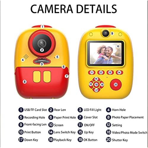 Цифров фотоапарат миг печат FXNFXLA за деца, детска помещение с нулеви мастило и хартия за печат, цифров фотоапарат