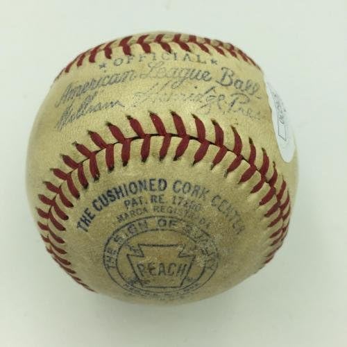 Рядко Джейк Пауъл с автограф AL Baseball на Ню Йорк Янкис Се самоубива През 1948 г. JSA COA - Бейзболни топки