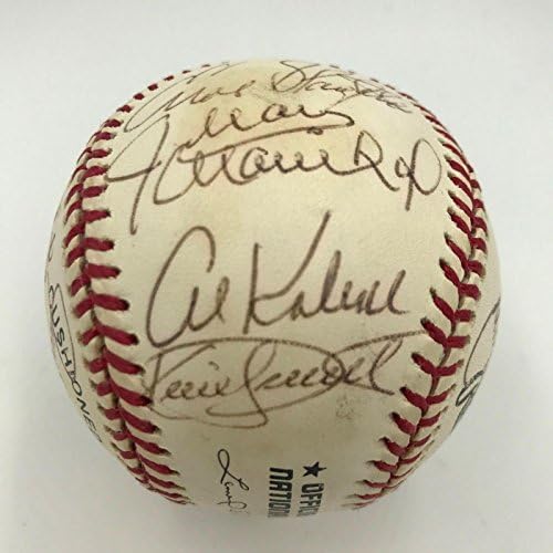 Кърби Пакетт, Йога Берра, Лу Разби от Залата на славата бейзбол с множество автографи (17) PSA - Бейзболни топки с автографи