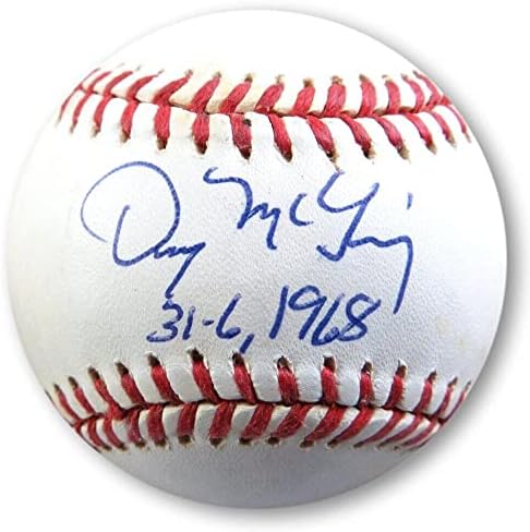 Дени Макклейн Подписа Автограф AL Baseball Тайгърс 31-6 1968 С Надпис JSA AI97767 - Бейзболни топки с Автографи