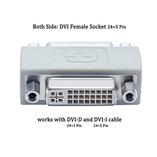 Адаптер DTech DVI Женски на женския, connector DVI-I към DVI-I за удължаване на кабела на монитора, съвместим с проектор монитор настолен компютър PC