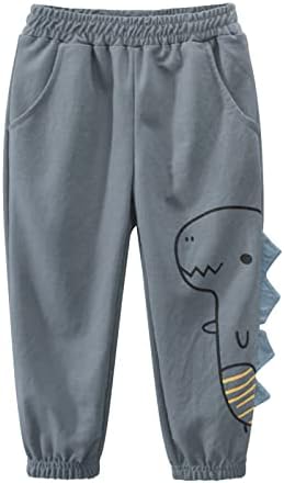 Нови Памучни Спортни Панталони с модел на Динозавър За малки Момчета, Разтеглив Основни Панталони За Малки Момчета,