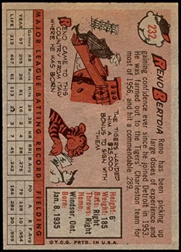 1958 Topps 232 Рено Бертойя Детройт Тайгърс (Бейзболна картичка) EX/MT Тайгърс