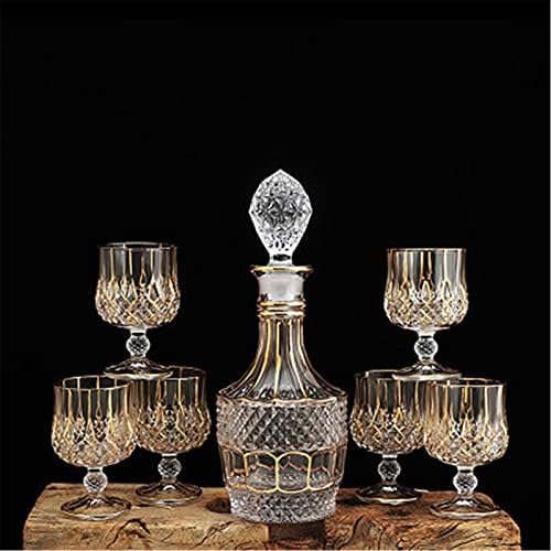 Набор от графинов за уиски от кристално стъкло за Мъже 700 мл с 6 Бокалами за уиски (Цвят: прозрачен Размер: комплект