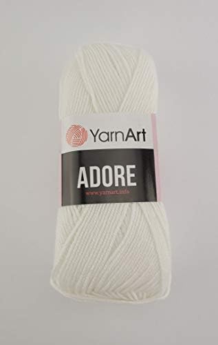 5 х 100 г Еднакво прежда за плетене на YarnArt Adore Турска прежда със защита от търкалянето (Бял 330)