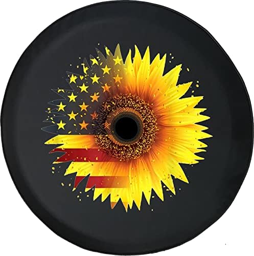 Капачка гуми Слънчоглед Американски флаг с Дупка за резервна Камера, подходящи за 17-20-инчов джанта |гуми 32-33