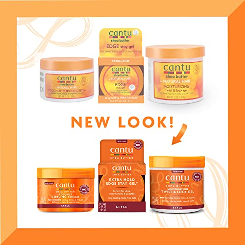 Комплект за грижа за косата Cantu с кокосов крем, маша, гел Edge Stay и гел Twist & Lock с масло от шеа за естествена коса