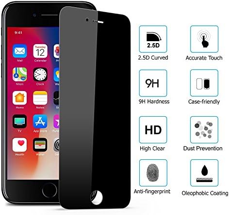 (2) Защитно фолио за екран за поверителност за iPhone 8 Plus / 7 Plus KINGBACK [Защита от шпионски] [Защита от надраскване] [Съвместимост с 3D Touch] от Закалено стъкло за iPhone 7 Plus 8 Plus (5,5
