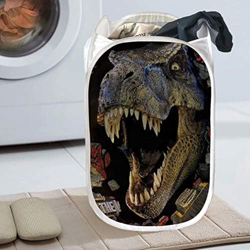 AFPANQZ 3D Динозавър T-rex, Здрава Мрежа Всплывающая Кошница за дрехи, Сгъваема Кошница за дрехи със Странично