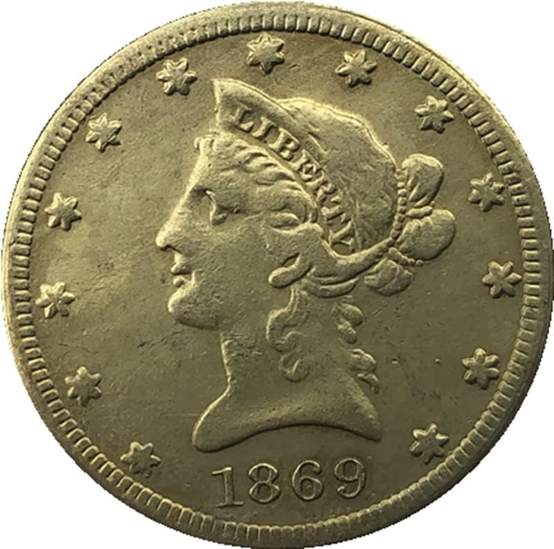 37 Различни Дати S Версия на Американските 10 Златни Монети на Месингови Старинни Занаяти Чуждестранни Възпоменателни Монети