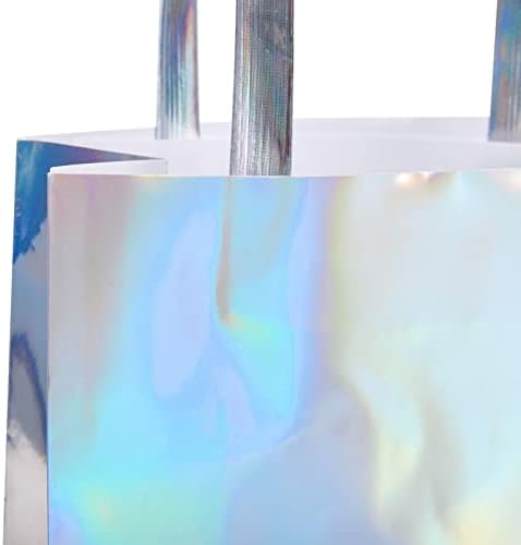 Подаръчни торбички от холографски фолиа BLUE PANDA, 20 опаковки, с дръжки, за Многократна употреба Преливащи се цветове