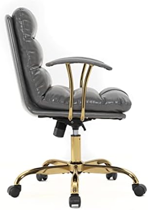 LeisureMod Regina Модерна офис кресло за мениджъри от мека кожа, регулируема с наклон и завъртане на 360 градуса,