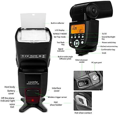CSxinfei XF710A High Guide №58 Светкавица Speedlite за Цифрови огледално-рефлексни фотоапарати, Canon, Nikon, Pentax Olympus,
