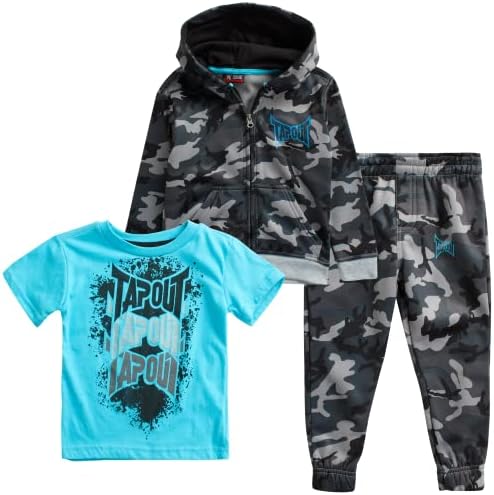 Комплект за бягане за малки момчета TAPOUT Baby - Руното hoody от 3 теми, спортни панталони и тениска (12 м-4 м)