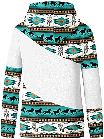 MtsDJSKF Реколтата, Блузи с Качулка за Жени, Всекидневни Пуловер с Дълъг Ръкав, Цветен Пуловер с Качулка, Графична