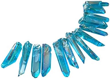 lgw crystal 50 г Натурален Аура Quartz Crystal Пръчка Точков Висулка Скъпоценен Камък Исцеляющий Титан Тибетски Енергиен обелиск Огърлица около; 10-13 бр (лилаво)
