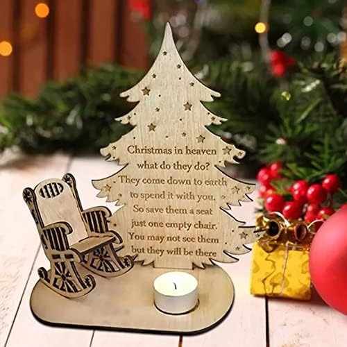 EZRIA Нова Коледна Свещ Изложба Мемориал в памет на Близките си, Дървени Коледно Дърво-Люлеещ се стол с Ръце, Свещ във формата