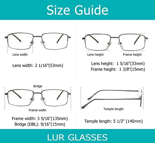 LUR 3 опаковки на метални очила за четене + 3 опаковки очила за четене без рамки (само 6 двойки ридеров + 2,00)