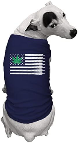 Тениска с изображение на Знамето на САЩ с марихуана и Листа на Саксията за кучета (тъмно синьо, X-Small)