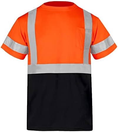 Мъжки Защитна Тениска FONIRRA с Висока Видимост, Светоотражающая Тениска ANSI Клас 2 с Къс Ръкав Hi Vis За Строителни