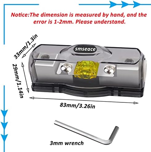Държач на предпазителя smseace Mini ANL на устройство за инсталиране на мини-предпазител 120A 4 Калибър със Съответните