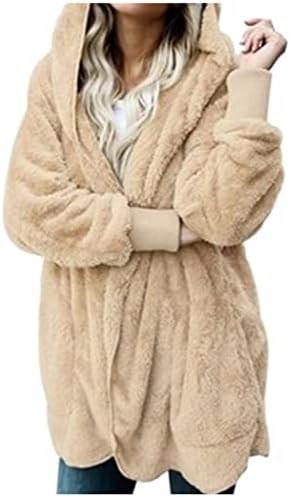 JJHAEVDY Модно Дамско Зимно палто 2022 година с Дълъг ръкав и Ревери с цип От Изкуствена овча кожа, Лохматая Яке Оверсайз