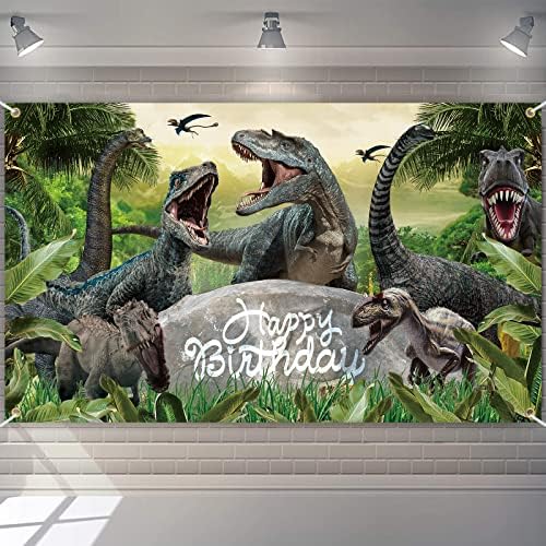 Динозаврите Украса за парти в чест на рождения Ден на Банер на Фона на Сафари в Джунглата Свят на Динозаврите